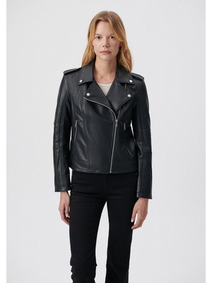 Mavi Siyah Biker Ceket
