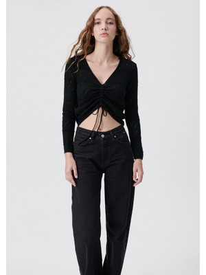 Mavi Kadın Büzgülü Siyah Triko 1710309-900