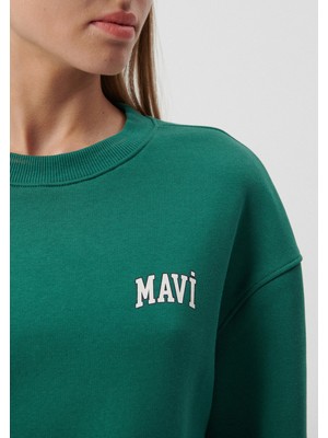 Mavi Logo Baskılı Yeşil Crop Sweatshirt1611601-71874