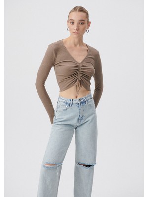 Mavi Kadın Büzgülü Kahverengi Triko 1611873-70380