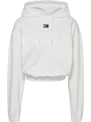 Tommy Jeans Kapüşon Yaka Baskılı Beyaz Kadın Sweatshırt DW0DW16135