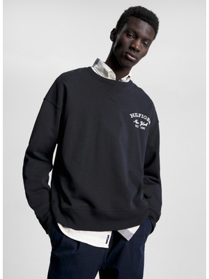 Tommy Hilfiger Bisiklet Yaka Mavi Erkek Sweatshırt MW0MW31509DW5