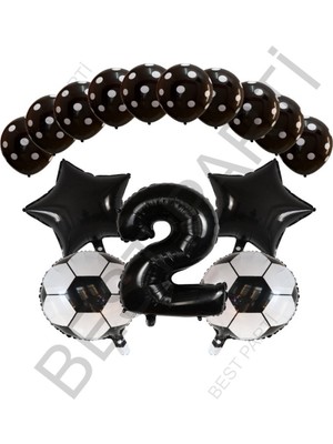 Best Parti Siyah Rakam Futbol Topu Yıdız Folyo ve Puanlı Balon Seti Yaş 2