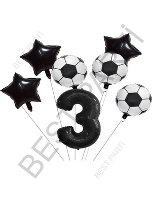 Best Parti Yıldız Rakam Futbol Topu Desenli Folyo Balon Seti Yaş 3