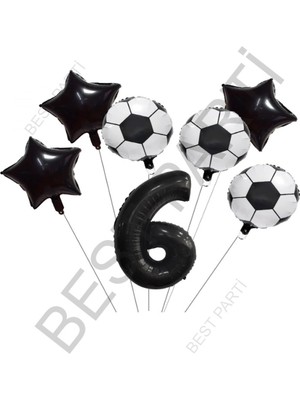 Best Parti Yıldız Rakam Futbol Topu Desenli Folyo Balon Seti Yaş 6