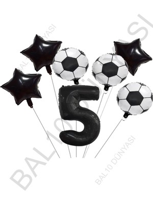 Yıldız Rakam Futbol Topu Desenli Folyo Balon Seti Yaş 5