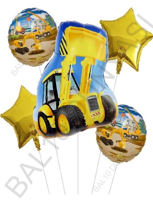 Inşaat Kepçe Yuvarlak ve Yıldız Folyo Seti