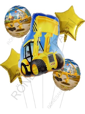 Rönesans Parti Inşaat Kepçe Yuvarlak Ve Yıldız Folyo Seti