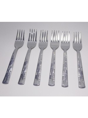 abnturk 6 Adet Yemek Çatalı Seti Paslanmaz Çelik Safir 20CM Ucuz Md Çatal Günübirlik Için Ideal Sofra Seti