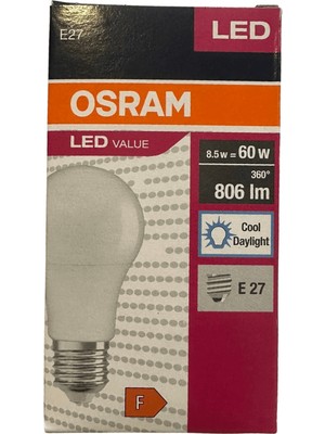 Osram 8.5W (60W) Beyaz Işık E27 Duylu Klasik LED Ampul (5 Adet)