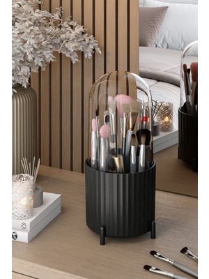 Pufwin Home Zebra Makyaj Fırçası ve Kozmetik Düzenleyici Şeffaf Kapaklı Hijyenik Organizer