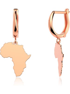 İndigo Takı Sade Afrika Kıtası Rose Gümüş Küpe