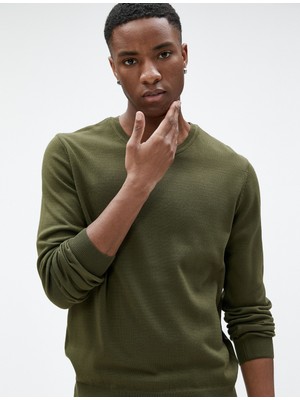 Koton Basic Triko Kazak Bisiklet Yaka Dar Kesim Uzun Kollu