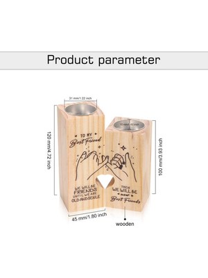 Ahşap Mumluk Hediye Bff Arkadaşlar Anneler Günü Hediyeleri Kalp Oyuklu Ahşap Şamdan Sahipleri Metin Odası Dekor (Yurt Dışından)