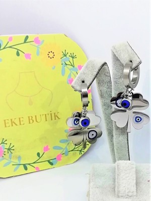 Eke Butik Çelik Boncuklu Yonca Küpe