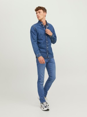 Jack & Jones Slim Fit Dar Paça Mavi Erkek Kot Pantolon 12243592