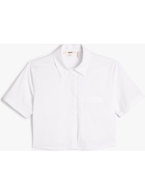 Koton Crop Kısa Kollu Gömlek Düğmeli Cep Detaylı