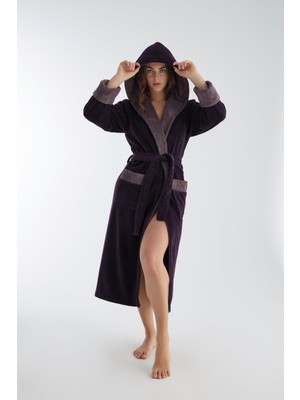 Nuşa Uzun Kapüşonlu Triga Bambu Cotton Bayan Bornoz