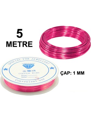 Pembe Renkli Tel 1 mm El Işi Takı Aksesuar Alüminyum Teli- 1 Adet