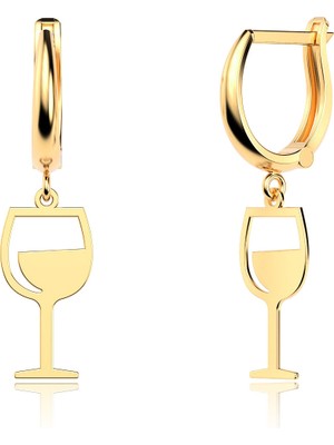 İndigo Takı Sade Kadeh Altın Kaplama Gümüş Küpe