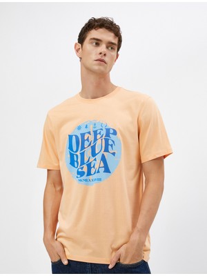 Koton Slogan Baskılı Tişört Bisiklet Yaka Kısa Kollu Pamuklu