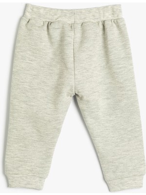 Koton Jogger Eşofman Altı Kedi Baskılı Şardonlu Beli Bağlamalı