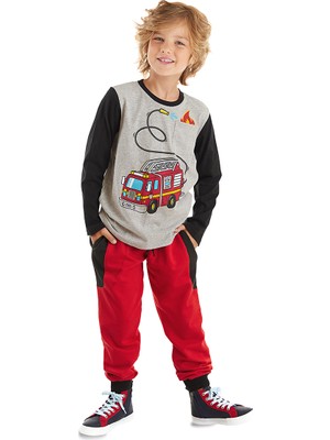 Denokids Itfaiye Erkek Çocuk T-Shirt Pantolon Takım