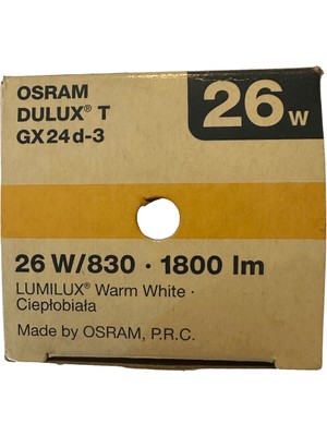 Osram Dulux T Plus 26W 830 3000K Sarı Işık 2pinli G24D-3 Duylu