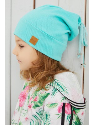 Babygiz Kız Çocuk Aqua Şapka Bere El Yapımı Pamuklu Kaşkorse