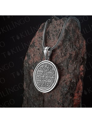 Takılingo 925 Ayar Gümüş Nazar Duası Yazılı Erkek Kolye