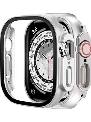 E2M Binano Apple Watch Ultra 49MM Sense Kasa ve Ekran Koruyucu Gümüş