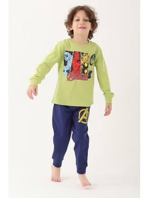 Avangers Fıstık Yeşili Erkek Çocuk Uzun Kol Pijama Takım