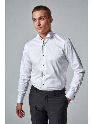 D'S Damat Slim Fit Beyaz Düz Smokin Gömlek 0HSS2DY05552M