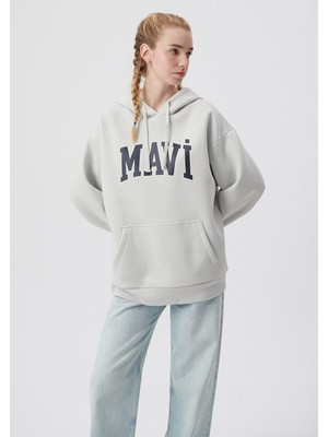 Mavi Kadın Mavi Logo Baskılı Kapüşonlu Gri Sweatshirt 1600361-34322