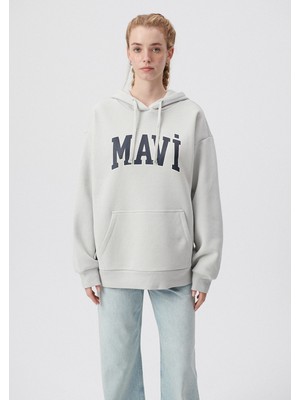 Mavi Kadın Mavi Logo Baskılı Kapüşonlu Gri Sweatshirt 1600361-34322