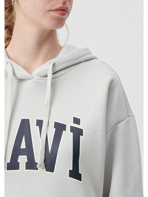 Mavi Kadın Mavi Logo Baskılı Kapüşonlu Gri Sweatshirt 1600361-34322