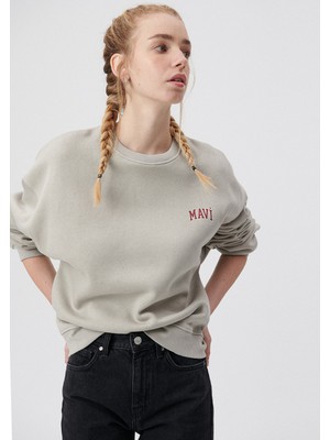 Mavi Logo Baskılı Gri Sweatshirt  1611600-70112