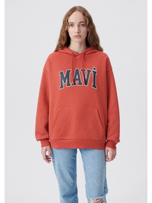Mavi Kadın Mavi Logo Baskılı Kapüşonlu Kırmızı Sweatshirt 1600361-70459