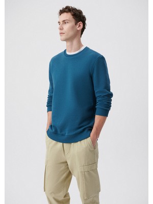 Mavi Bisiklet Yaka Mavi Basic Sweatshirt