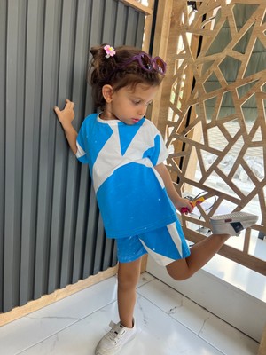 Orca Kids Fashion Mavi Baskılı Takım