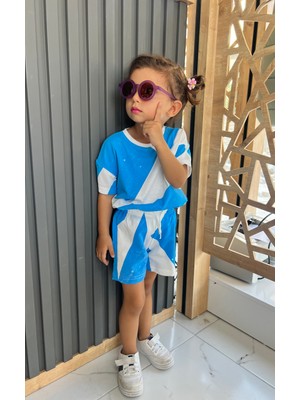 Orca Kids Fashion Mavi Baskılı Takım