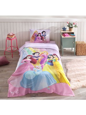 Özdilek Princess Rainbow Tek Kişilik Disney Lisanslı Lastikli Fitted Çarşaf Çocuk Pike Takımı