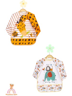 Bebechi Uzun Kollu Mama Önlüğü 2'li Set (6-24 Ay) Zürafa-Safari
