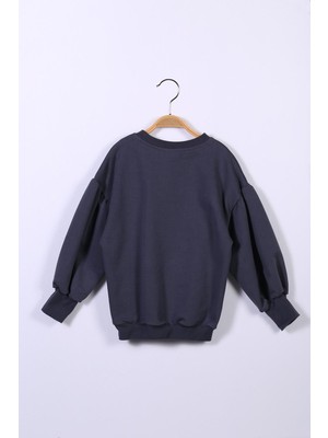 Zeyland Kız Çocuk Balon Kol Yazı Baskılı Sweatshirt