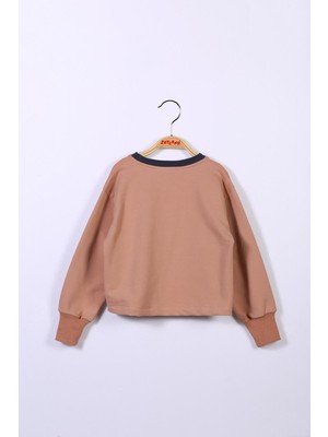 Zeyland Kız Çocuk Yazı Baskılı Crop Sweatshirt