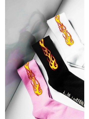 Carnaval Socks 3'lü Alev Desenli Renkli Spor Çorap