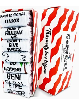 Carnaval Socks Carnaval Renkli Yazılı Desenli Spor Çorap Set 7'li Pamuklu Kadın Çoraplar Esnek Yapı