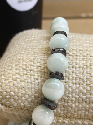 Larimar & Hematit Doğal Taş Bileklik Mühürlü 8mm