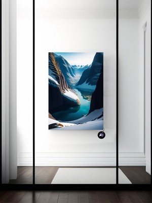 Postermanya Karlı Fiyort Manzarası Iskandinav Tarzı Poster