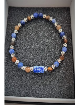 Bade Accessories 4 mm Lapis Lazuli, Kaplangözü Erkek Doğal Taş Bileklik